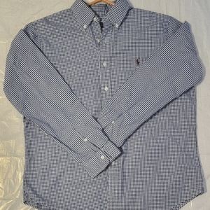 Ralph Lauren Men's Dress Shirt Casual button up navy blue white checkered large
